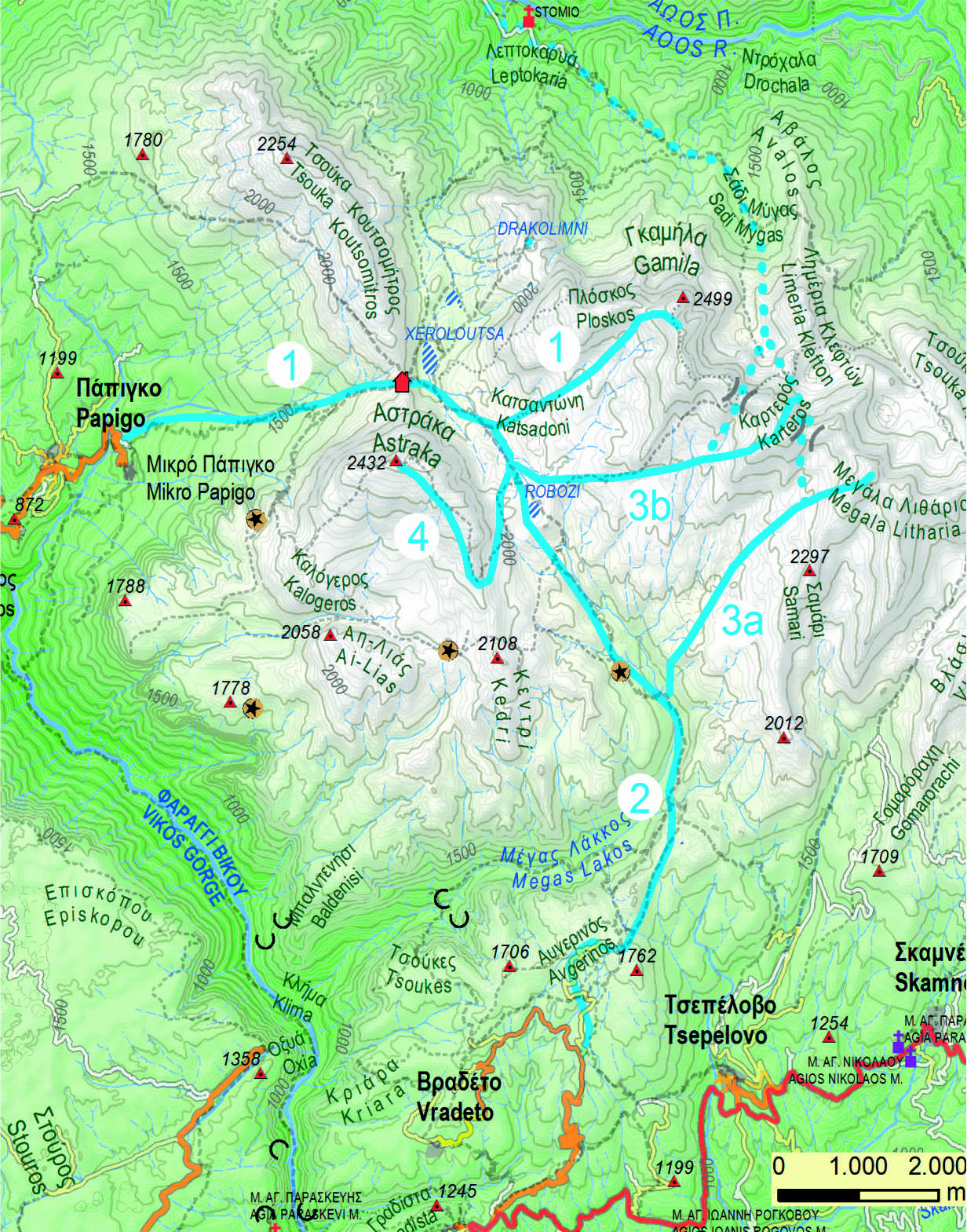 Ski touring map for Gamila